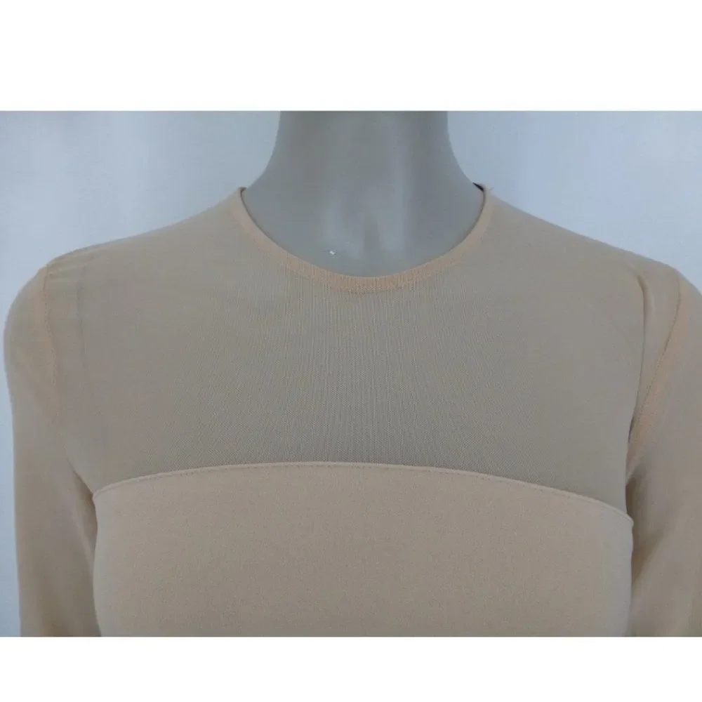 NWOT Zara Long Sleeve Blush Pink/Cream Tulle Top